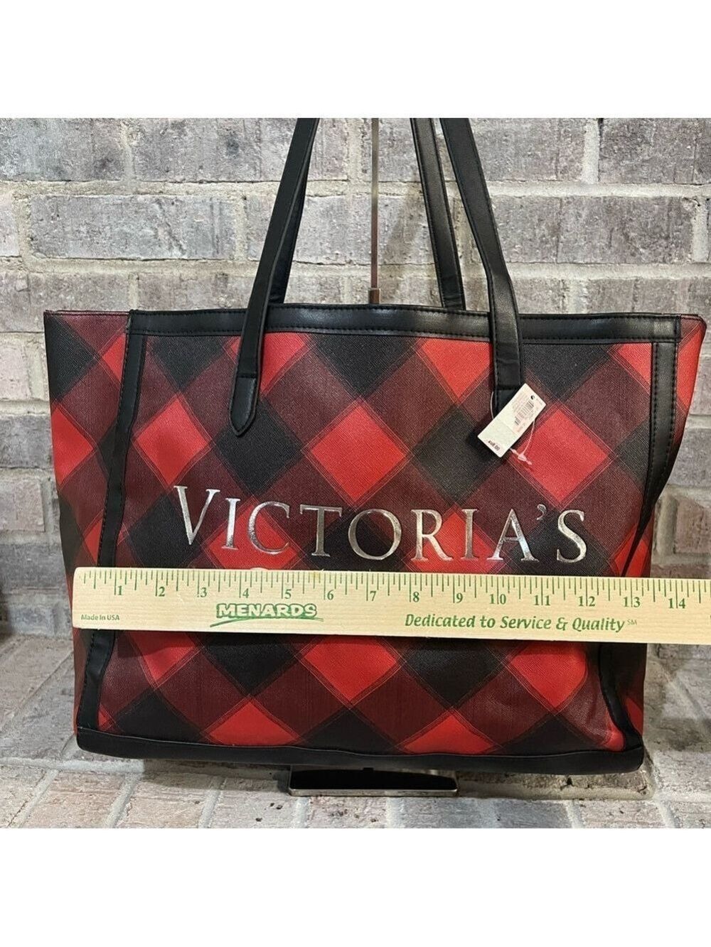 Victoria's Secret Red and Black Plaid Tote - Picture 4 of 9
